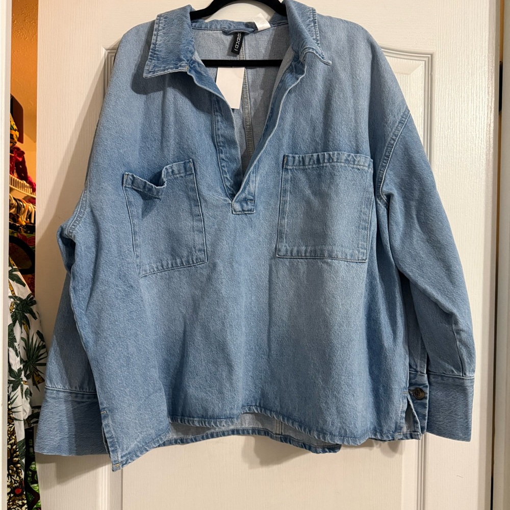 Divided Light Blue Denim Tunic Pullover